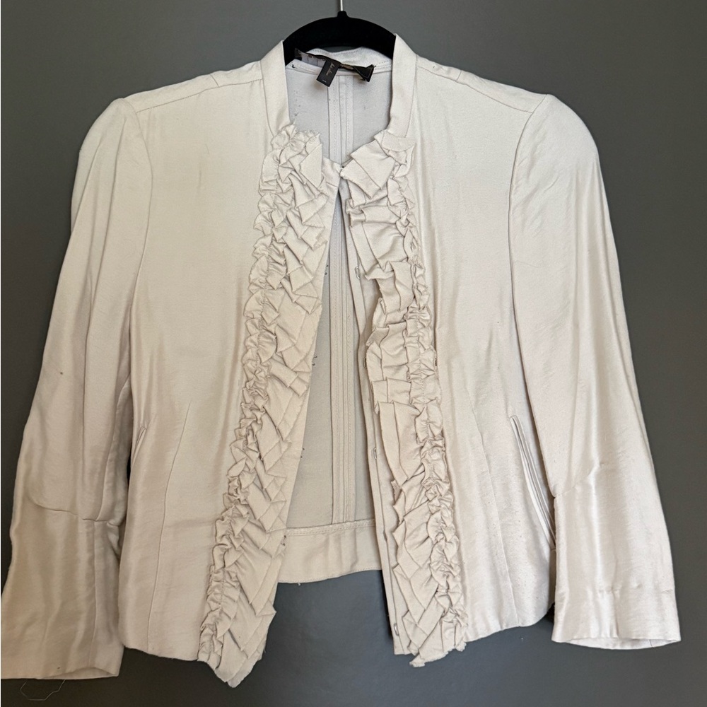 BCBG Cropped Ruffle Blazer Size XS